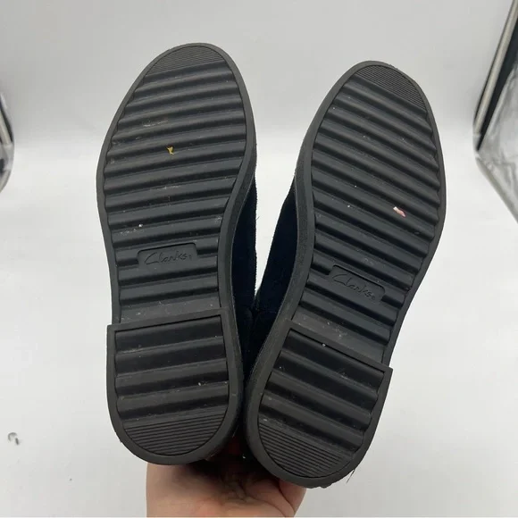 Clarks Womens Drafty Day Black Suede Mid Calf Boots Size 8.5 Cushion Soft - Picture 9 of 10